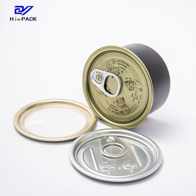 Easy Open Food Tin Packaging Tuna / Chicken Yellow Round Tin Cans