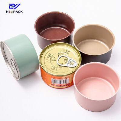 Orange Pink Chicken Tuna Can Packaging D65*34mm Cookie Tin Packaging